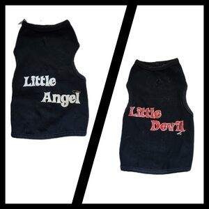 ♠️10/$10♠️ Reversible Black Pet Shirt with Little Angel and Little Devil Print